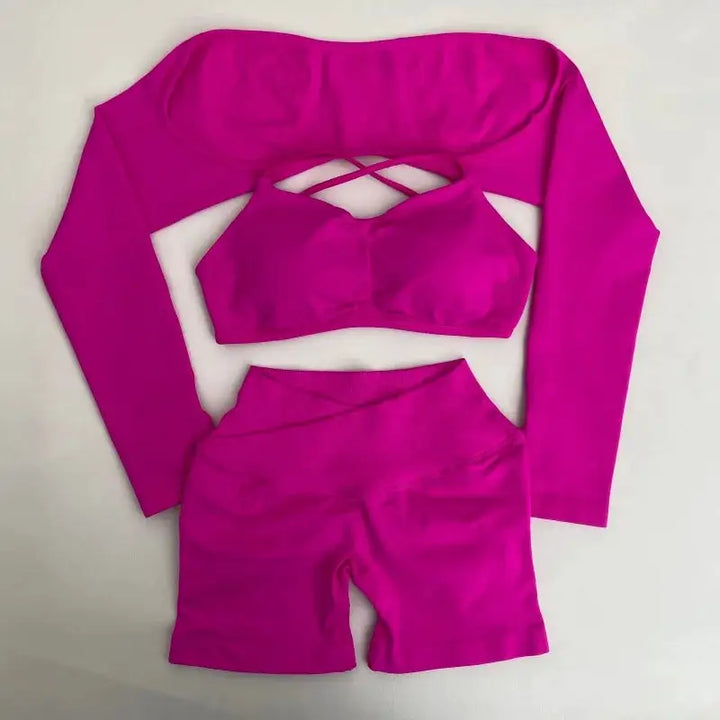 Yoga Vision Shrug 3 Pieces Top Leggings Gym Set Women&