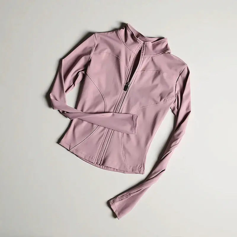 Slim Fit Sports Jacket Stand Collar Zipper Coat Sports Fitness Yoga Clothing Plus Velvet Jacket Slimming Quick-drying Top Suit