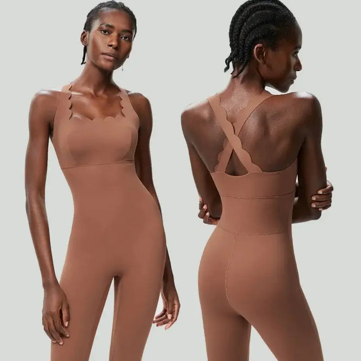 FUBEIKE Small Wave Beauty Back Yoga Fitness One-Piece Women&