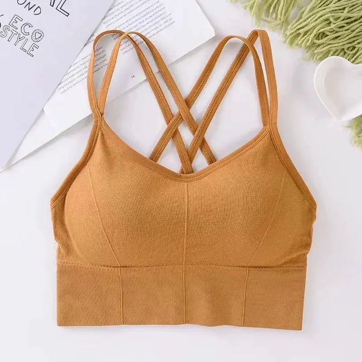 Sleek Womens Back Cross Strap Tank Top With Push Up Support
