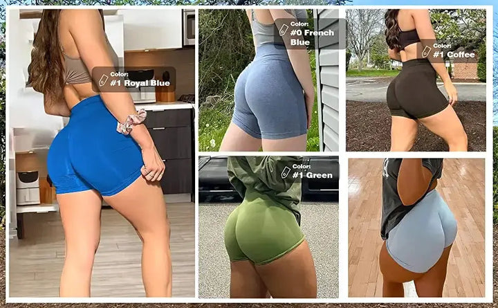 High Waist Scrunch Butt Seamless Yoga Shorts For Women