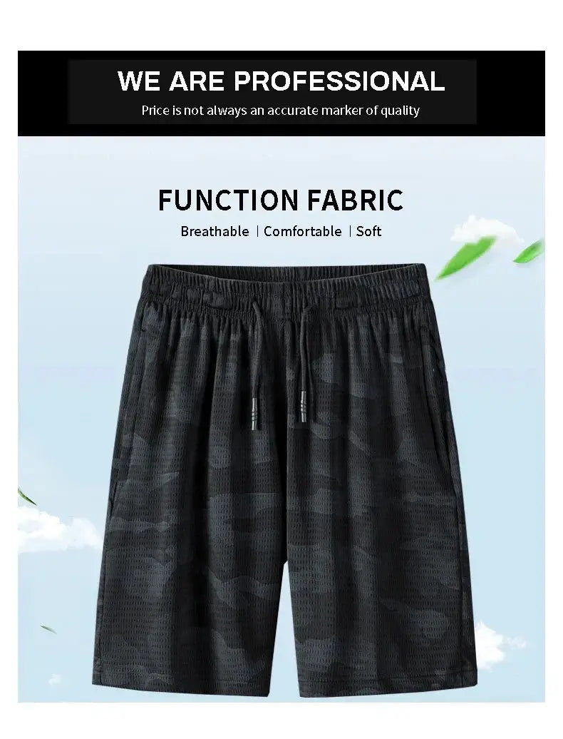 Plus Size Men Running Shorts Camouflage Breathable Gym Wear