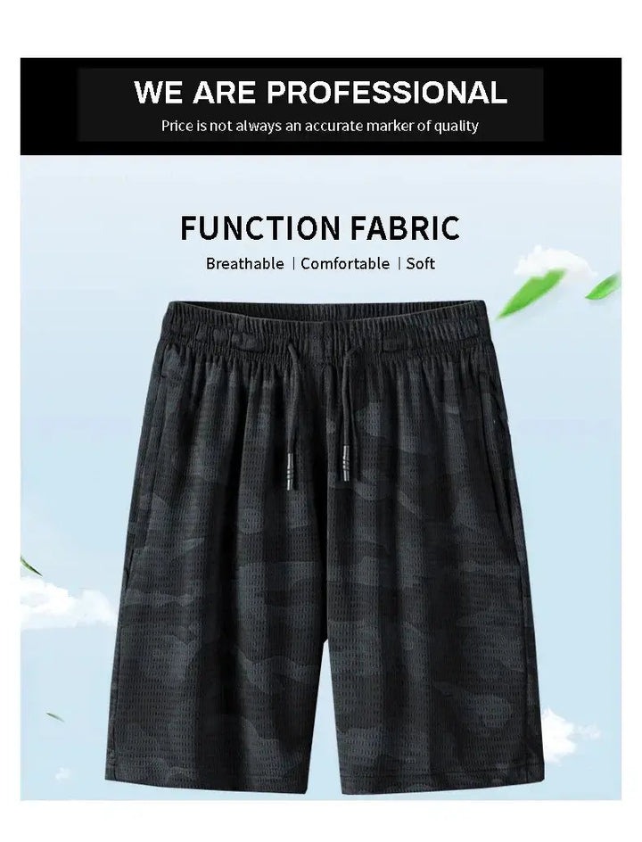 Plus Size Men Running Shorts Camouflage Breathable Gym Wear