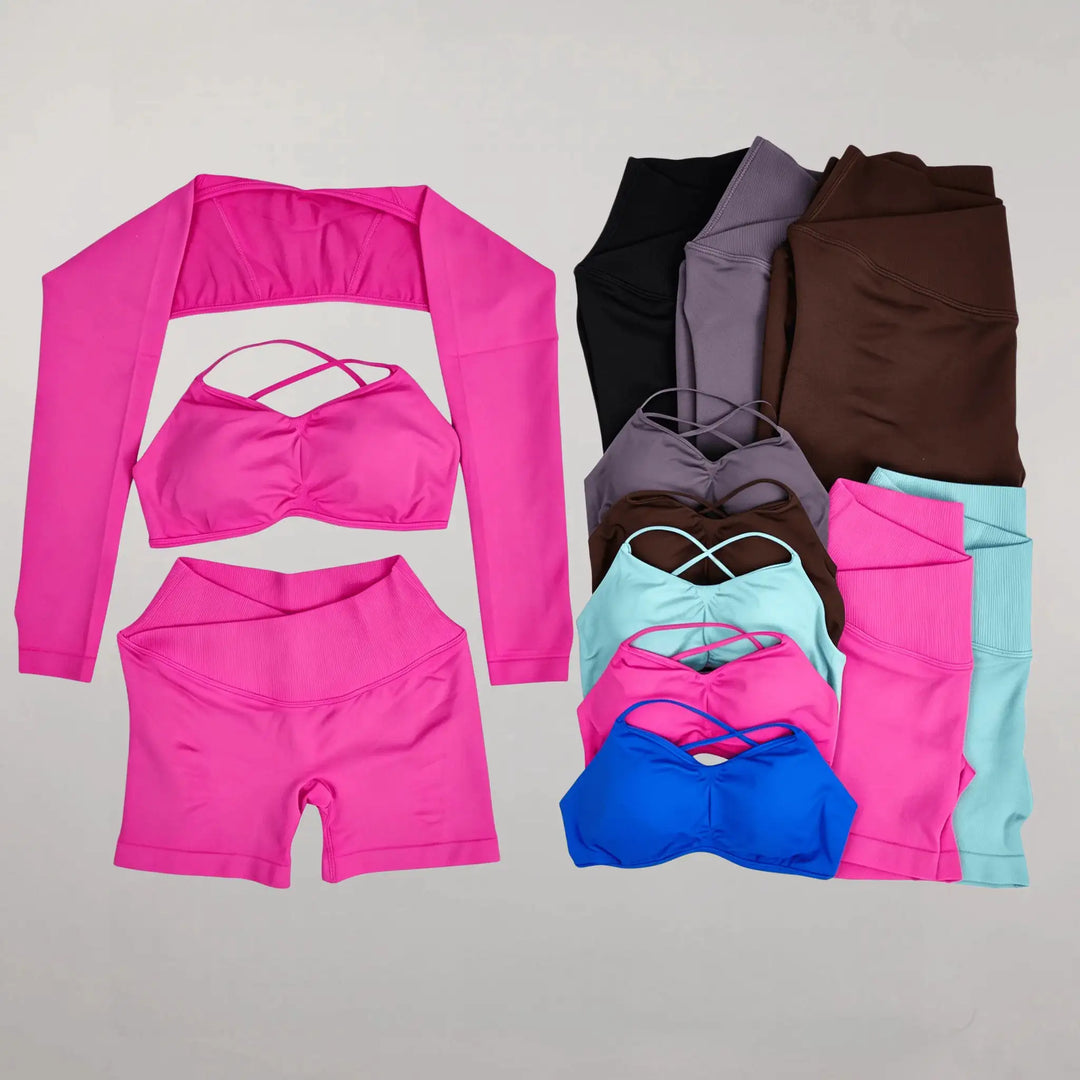 Yoga Vision Shrug 3 Pieces Top Leggings Gym Set Women&