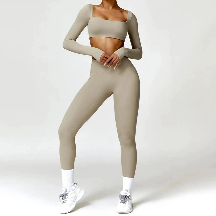 Summer 2PCS Yoga Suit Sports Set Women Quick-Dry Gym Set Women Tracksuit Running Workout Long Sleeve Sports Shirt Yoga Clothing