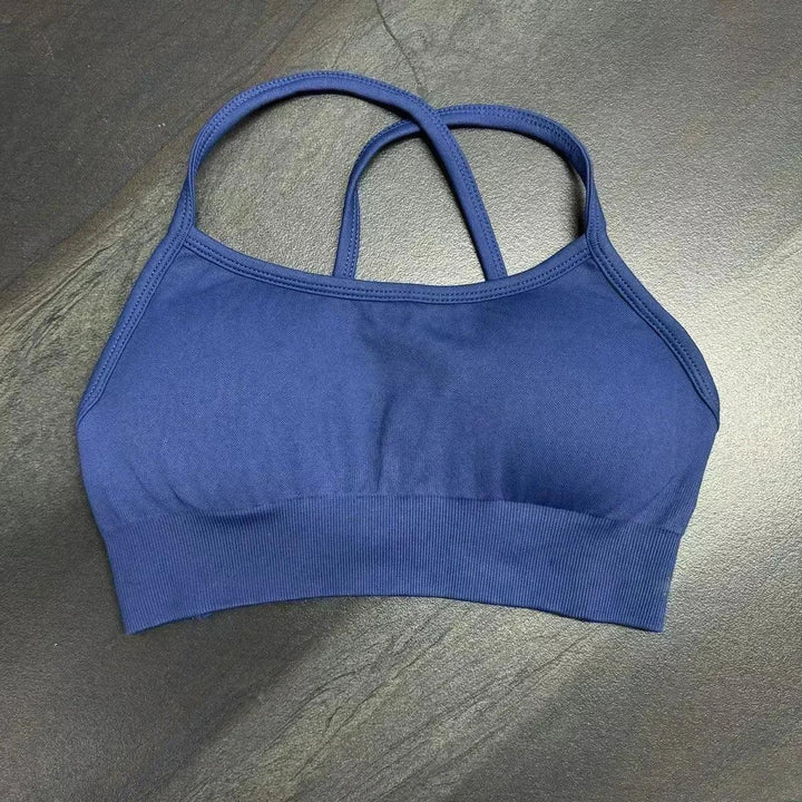 Seamless Backless Sports Bra For Women Medium Support Crop