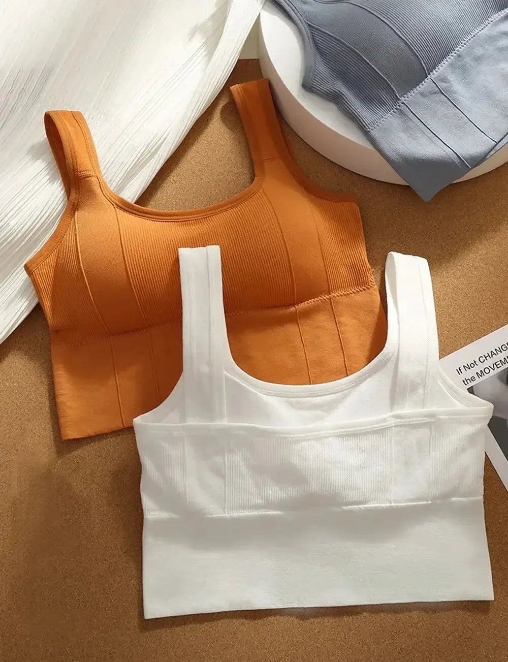 Seamless Crop Tops for Women with Built In Bra Support