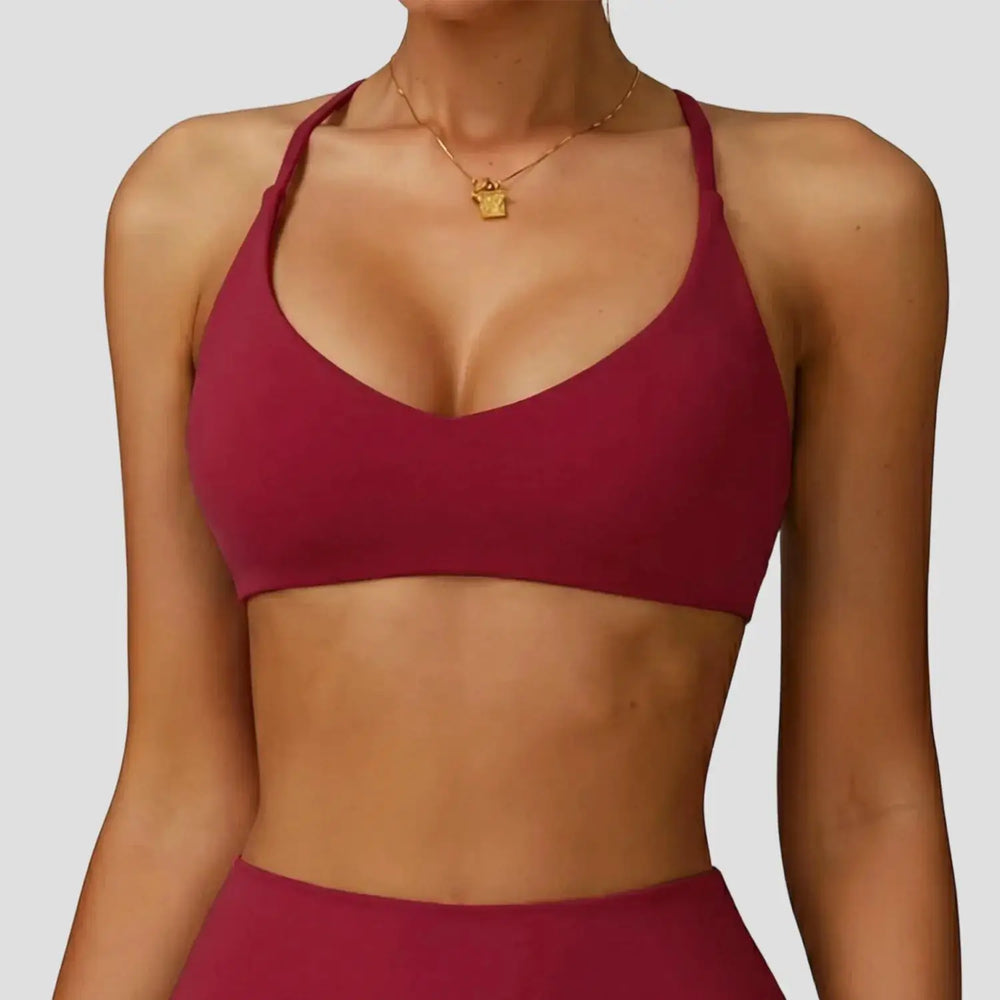 Sports Bra High Support Women Gym Underwear Push-up Back Cross Yoga Crop Top Running Workout Fitness Pilates Solid Color