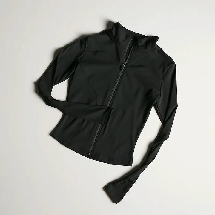 Slim Fit Sports Jacket Stand Collar Zipper Coat Sports Fitness Yoga Clothing Plus Velvet Jacket Slimming Quick-drying Top Suit