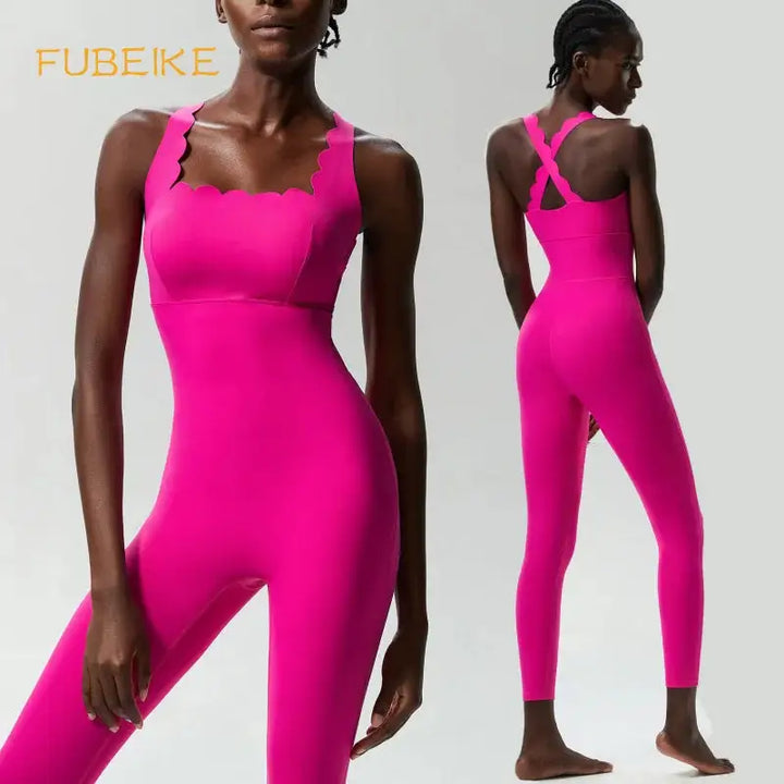 FUBEIKE Small Wave Beauty Back Yoga Fitness One-Piece Women&
