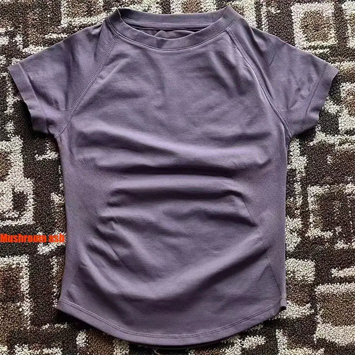 DF LOGO Short-Sleeve Sports T-Shirt for Women,Impact Cropped Gym Top, Lightweight Yoga Top, Stretchy Athletic Tee