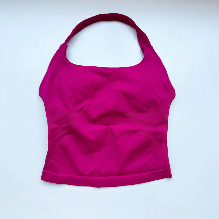 NCLAGEN Gym Halter Top Woman Longline Strappy Tank Padded Yoga Clothing Fitness Workout Running Activewear Pilates Clothes