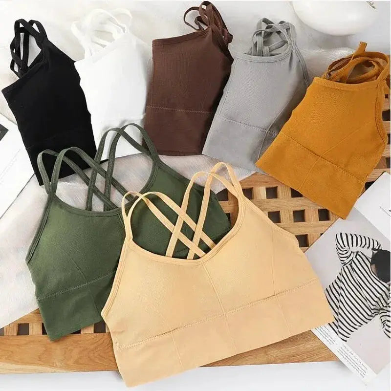 Sexy Women Tops Back Cross Strap Tank Running Sports Bra