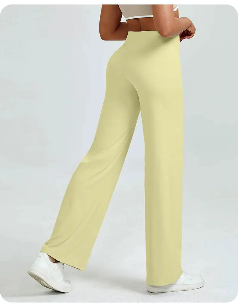 High Waisted Straight Leg Yoga Pants for Women, Naked Feeling Butt Lifting Loose Fit Workout Trousers, Slimming Gym Pants