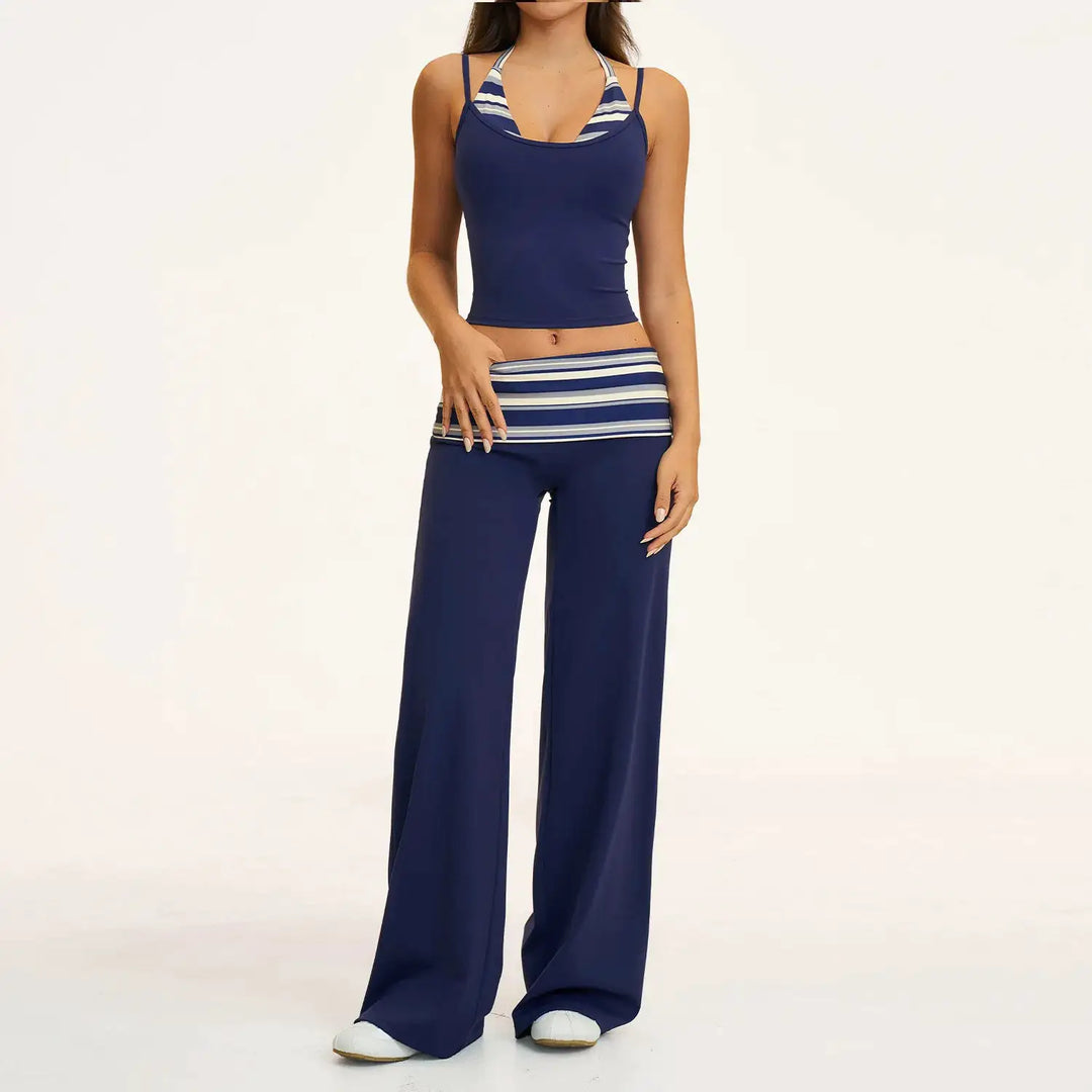 2PCS Stripes Fitness Suit Women&