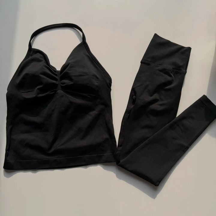 Yoga Set Women Halter Back Fitness - High Waist