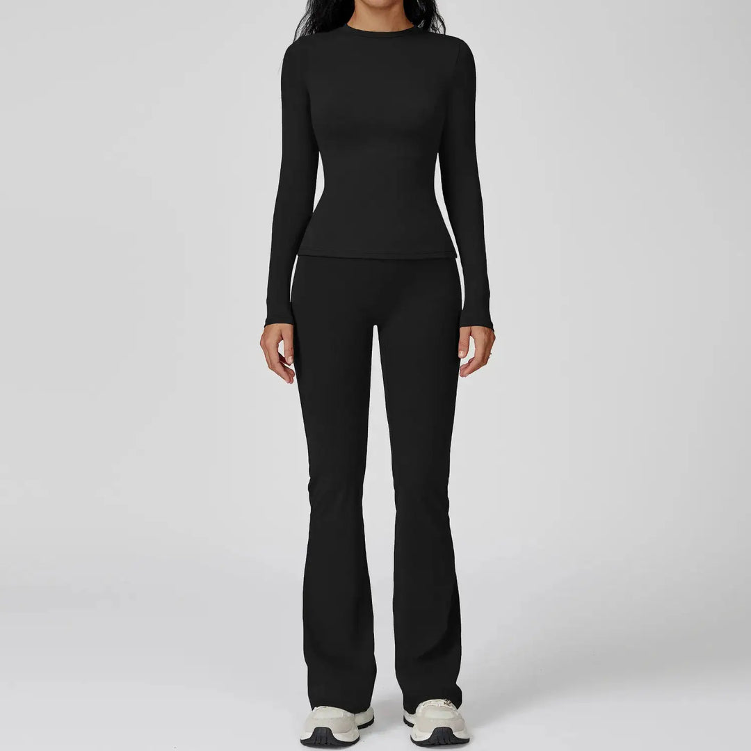 Yoga Set 2PCS Sportswear Sports Suits Women Tracksuits Gym Clothes Workout Legging Fitness Bra Crop Top Long Sleeve Sports Suit