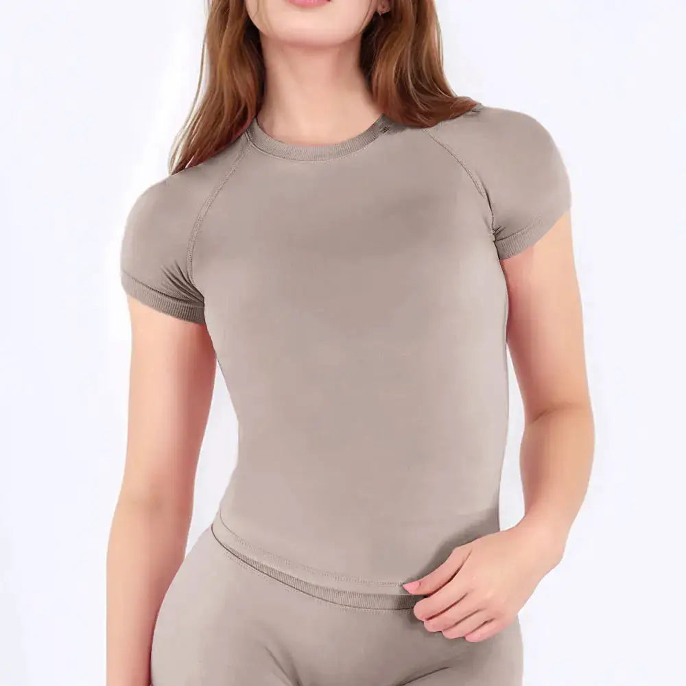 NCLAGEN Sport Shirt Women Fitness Impact Short Sleeve Top Gym Workout Yoga Blouse Quick Dry Breathable Running Tee Versatile Top