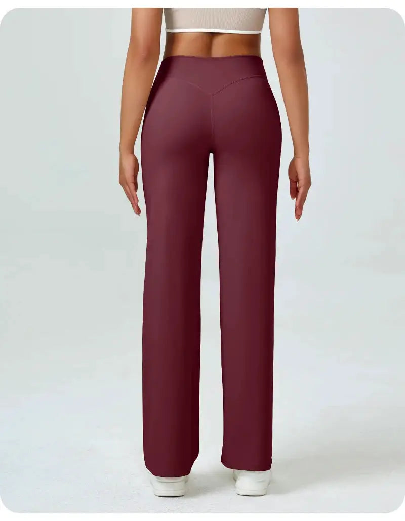 High Waisted Straight Leg Yoga Pants for Women, Naked Feeling Butt Lifting Loose Fit Workout Trousers, Slimming Gym Pants