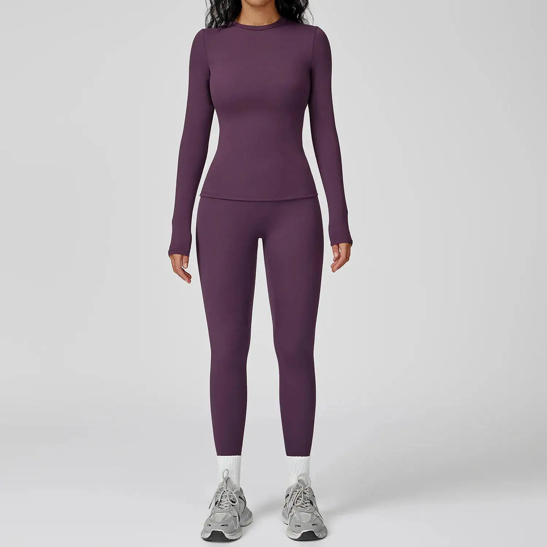 Yoga Set 2PCS Sportswear Sports Suits Women Tracksuits Gym Clothes Workout Legging Fitness Bra Crop Top Long Sleeve Sports Suit