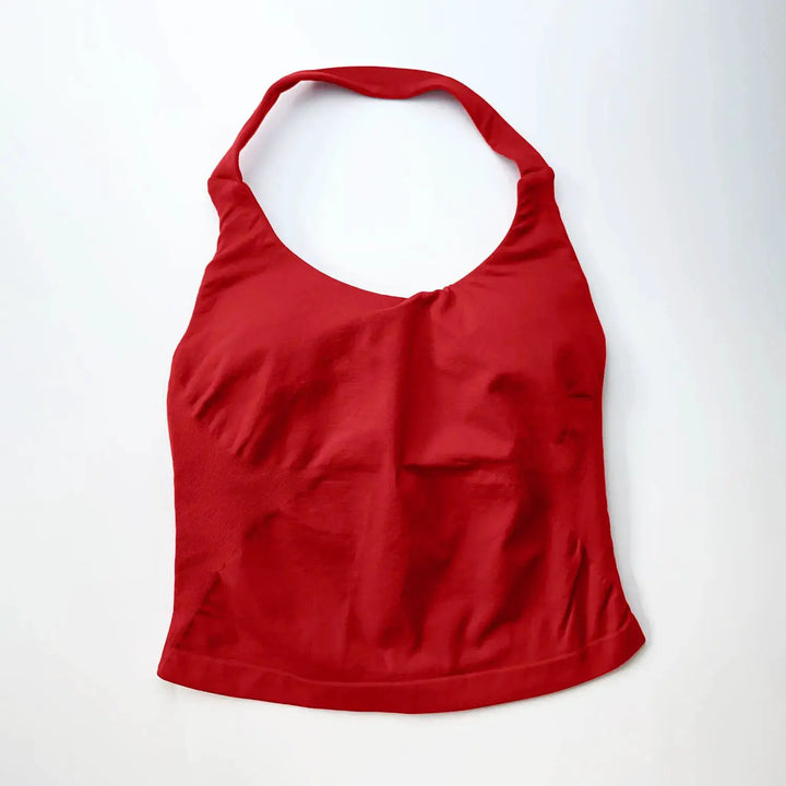 NCLAGEN Gym Halter Top Woman Longline Strappy Tank Padded Yoga Clothing Fitness Workout Running Activewear Pilates Clothes