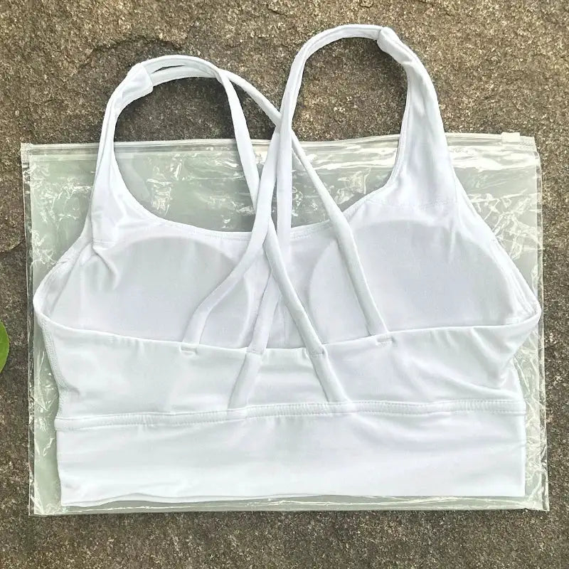 Solid Color Women Cross Back Bra Fitness Underwear Soft Fitness Sport Bra Top Gym Yoga Athletic Workout With Chest Pad
