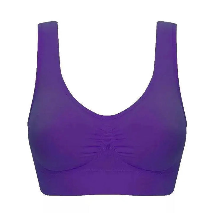 Purple seamless sports bra, comfortable activewear at OurLum.com