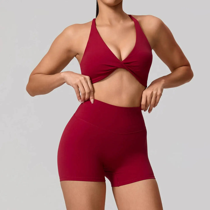 Hearuisavy Summer Yoga Set 2Pcs Women Gym Sportswear Breathable Cross Sports Bra Workout Top High Waist Push Up Fitness Leggings