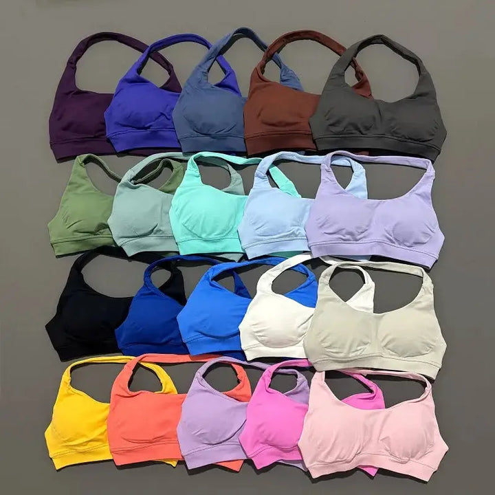 Sports Bra Women Seamless Yoga Halter Bra Top High Support Open Back Bra Fitness Push-up Activewear Workout Gym Underwear