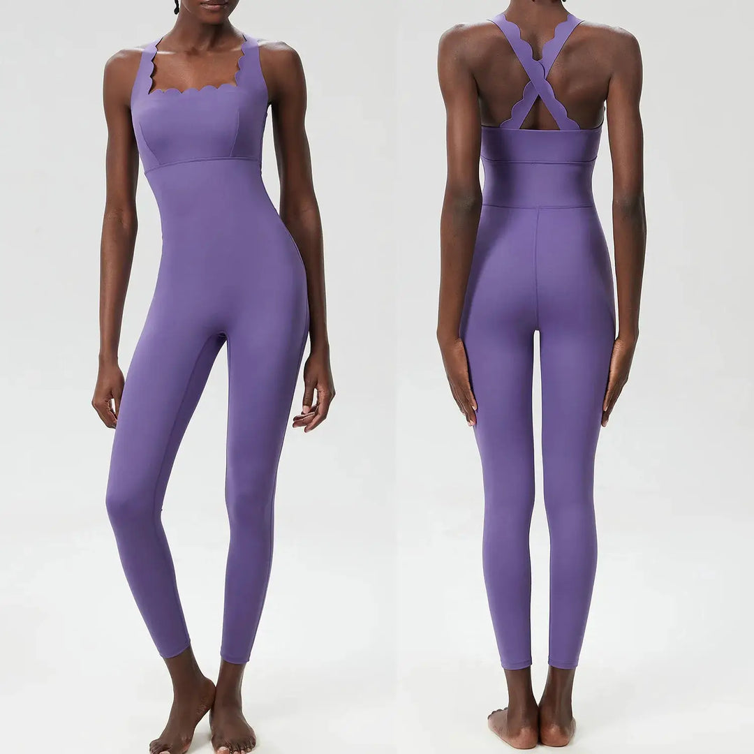 FUBEIKE Small Wave Beauty Back Yoga Fitness One-Piece Women&