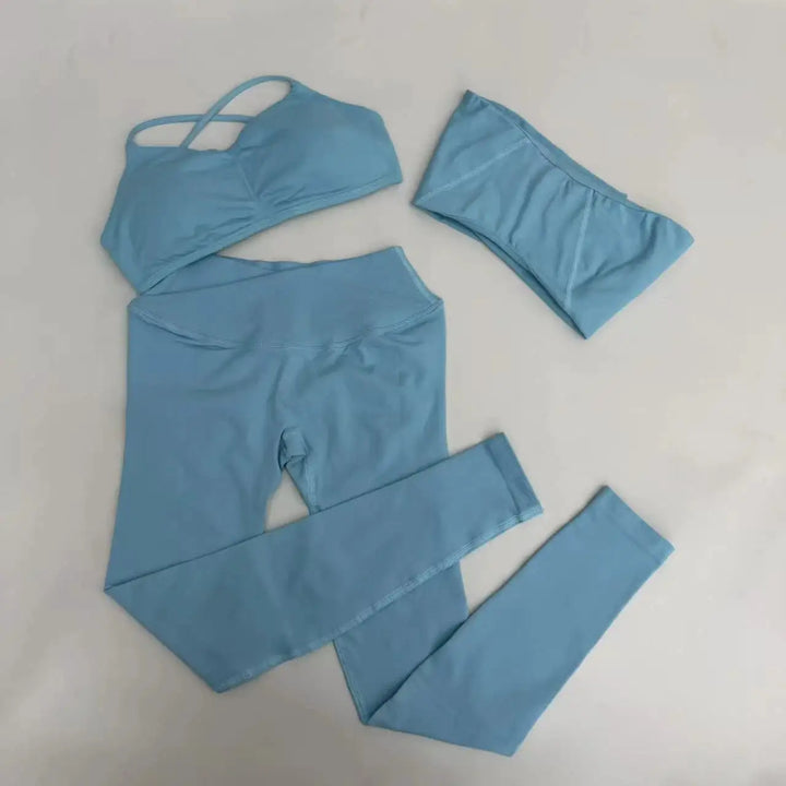 Yoga Vision Shrug 3 Pieces Top Leggings Gym Set Women&