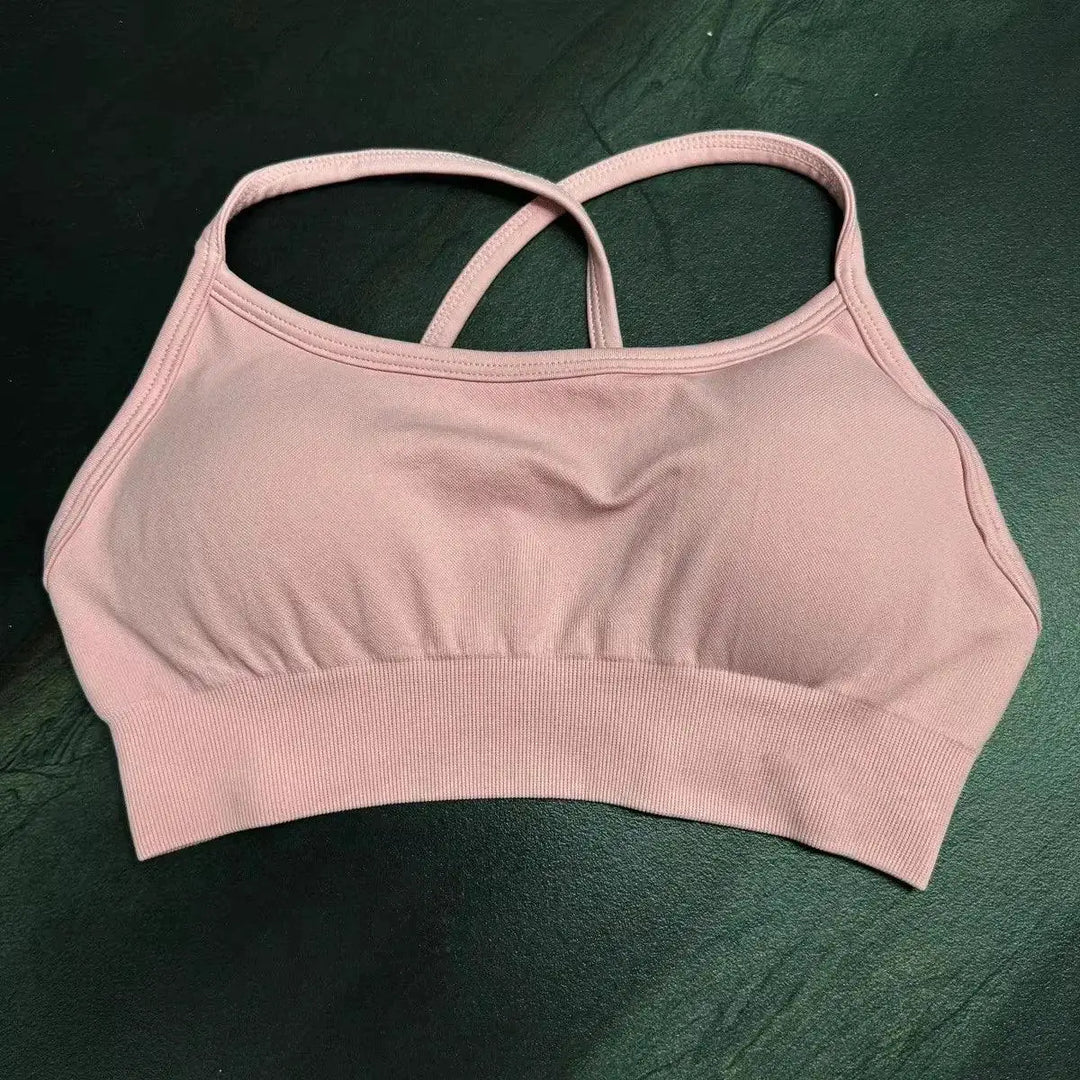 Seamless Backless Sports Bra For Women Medium Support Crop