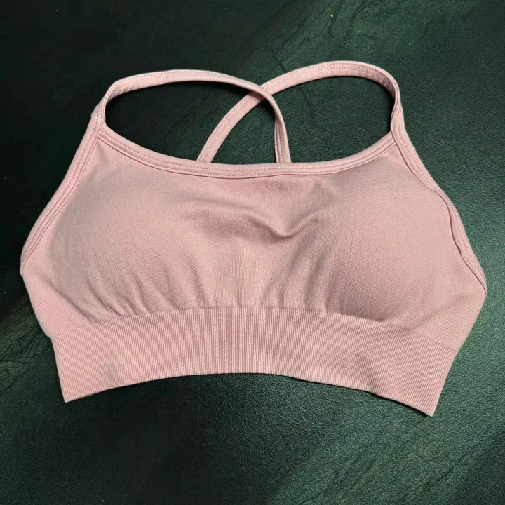 Seamless Backless Sports Bra For Women Medium Support Crop