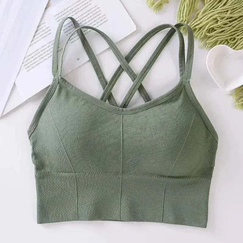 Sleek Womens Back Cross Strap Tank Top With Push Up Support