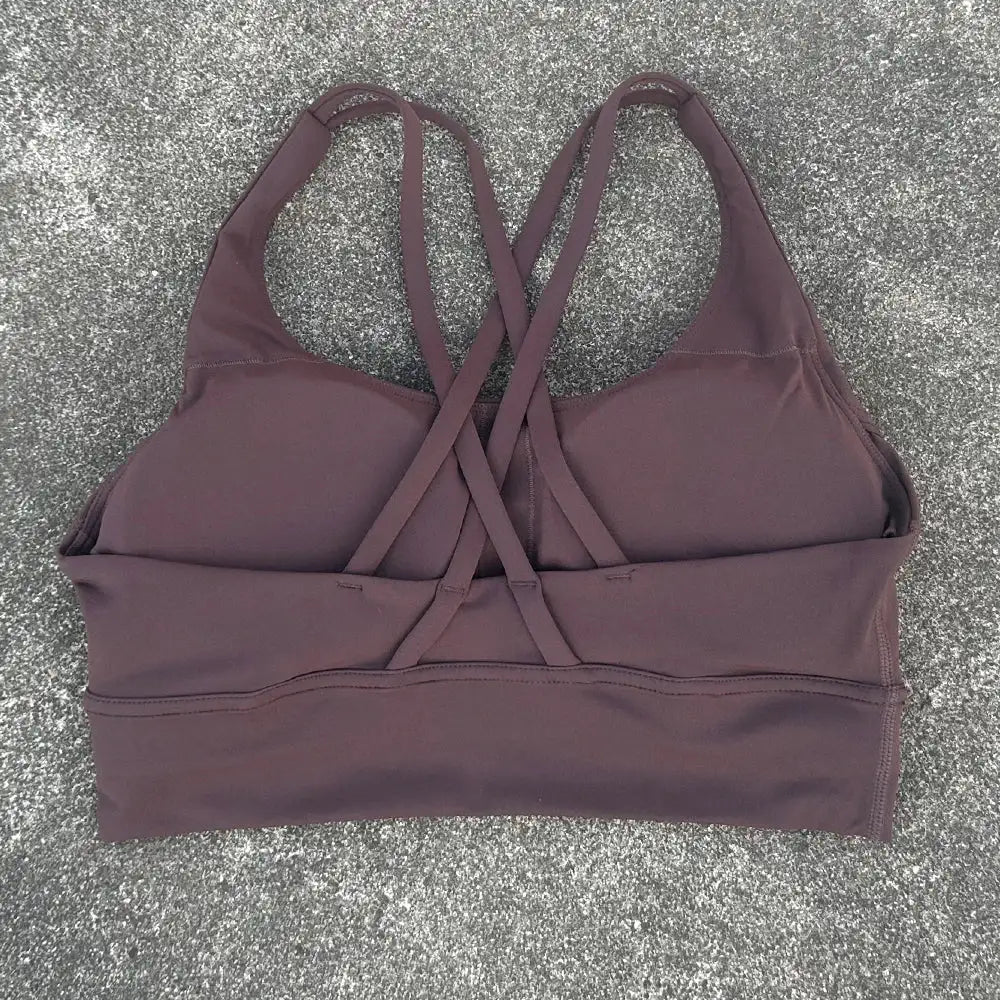 Solid Color Women Cross Back Bra Fitness Underwear Soft Fitness Sport Bra Top Gym Yoga Athletic Workout With Chest Pad