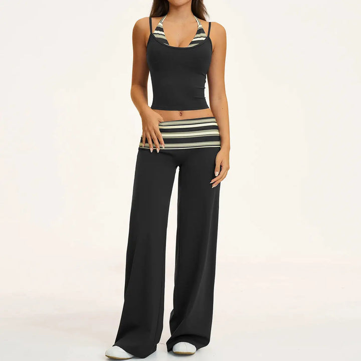 2PCS Stripes Fitness Suit Women&