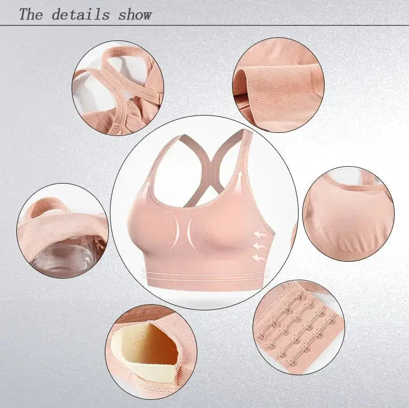 Seamless Shockproof Women Yoga Bra Tank Top Fitness