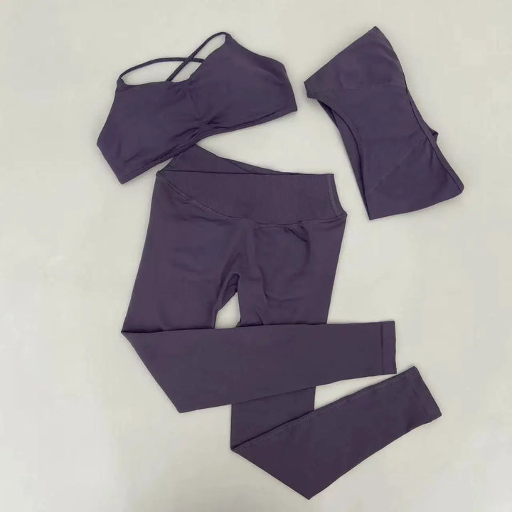 Yoga Vision Shrug 3 Pieces Top Leggings Gym Set Women&