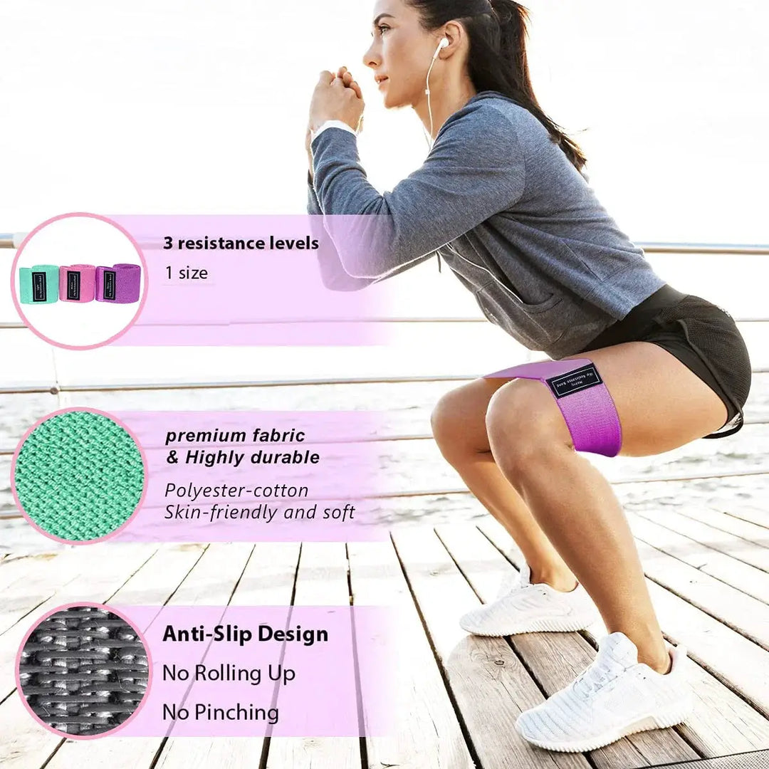 Non Slip Fabric Resistance Bands for Workout and Yoga