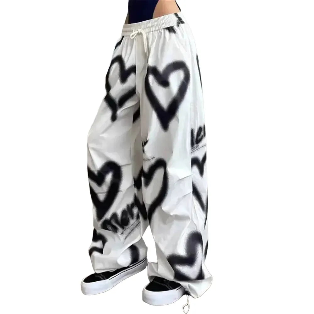 Love Graffiti Women Wide Leg Y2K High Waist Joggers - OurLum.com