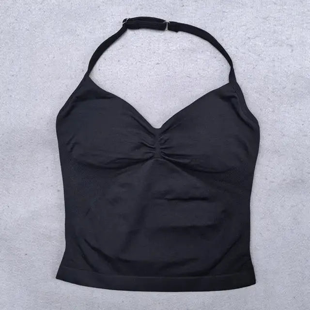 2 Pieces Yoga Set Women Backless Halter Tops High Waist Seamless Shorts Gym Suit Fitness Clothes Sportswear Workout Sets