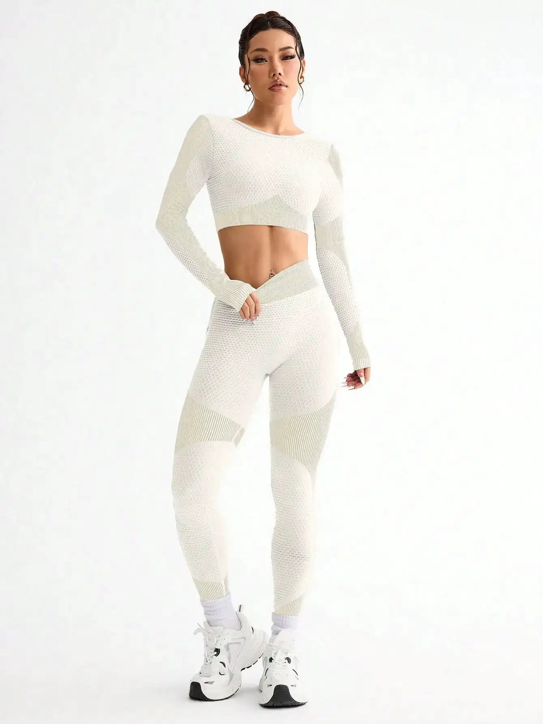 2pcs Hot-selling New Sports Tight Running Breathable Seamless Yoga Suit Women&