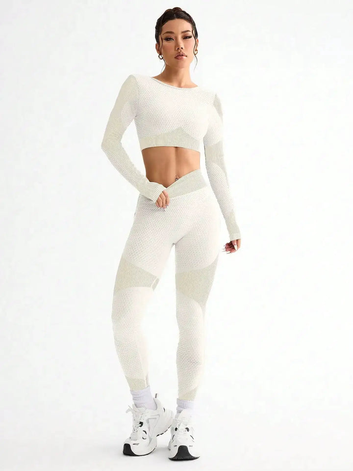 2pcs Hot-selling New Sports Tight Running Breathable Seamless Yoga Suit Women&