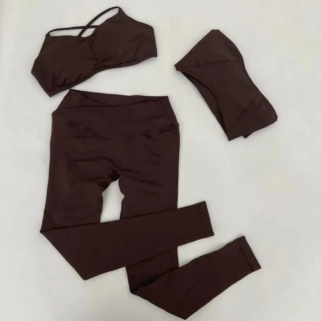 Yoga Vision Shrug 3 Pieces Top Leggings Gym Set Women&