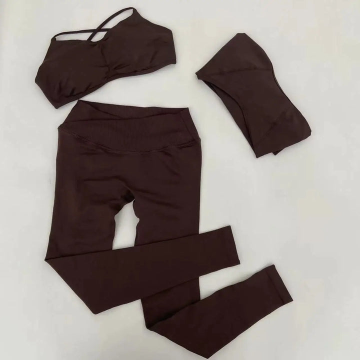 Yoga Vision Shrug 3 Pieces Top Leggings Gym Set Women&