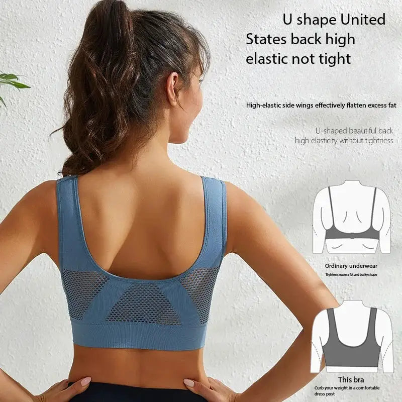 Beautiful Back Sports Bra Shockproof Running Fitness Anti-sagging Upper Collection Soft Support High-strength Women&