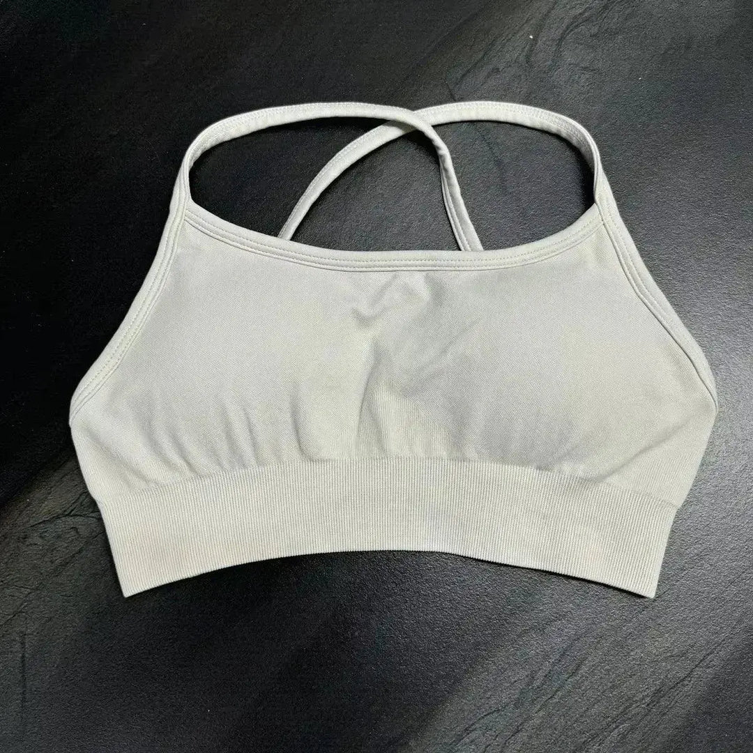 Seamless Backless Sports Bra For Women Medium Support Crop