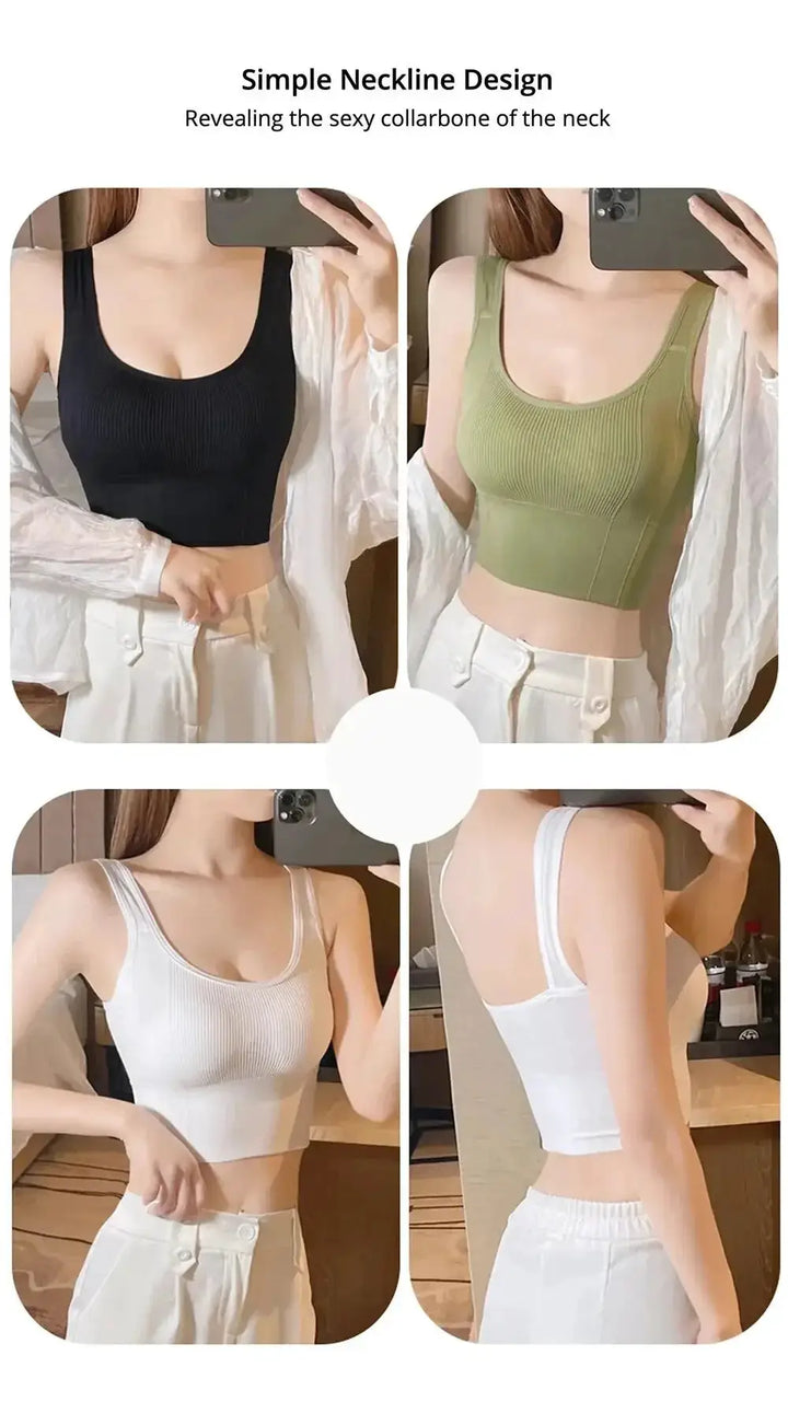 Seamless Crop Tops for Women with Built In Bra Support