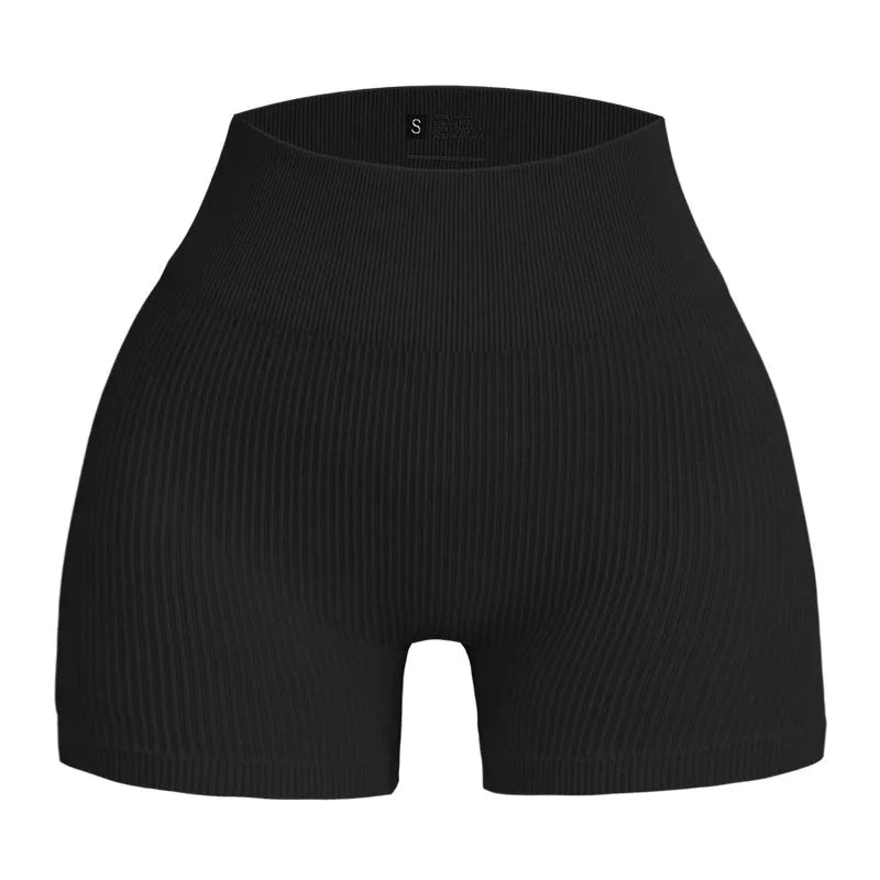 ZenFlex High Waisted Yoga Shorts - Lift And Shape Seamless Knit Ribbed TextureXt