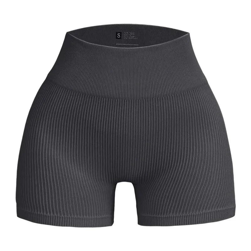 ZenFlex High Waisted Yoga Shorts - Lift And Shape Seamless Knit Ribbed TextureXt